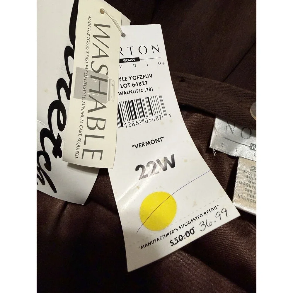 NWT Norton Woman Studio Vermont Skirt 22W Walnut Brown Long Straight Plus